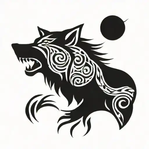 A Calm Wolf Simple Outline