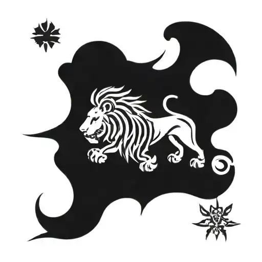 Leo Zodiac Sign With Lion Footprint And Sun