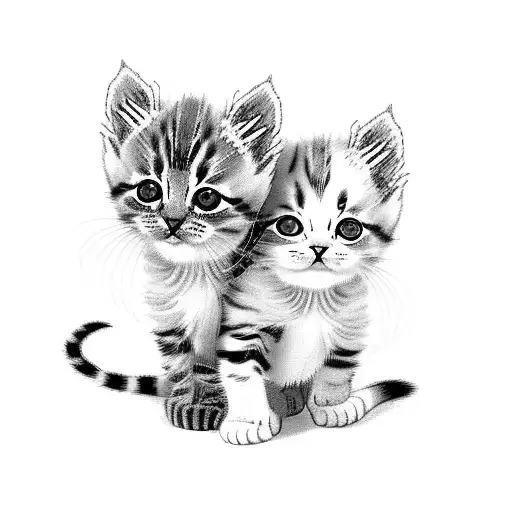 2 Cute Kittens With Flowers Love