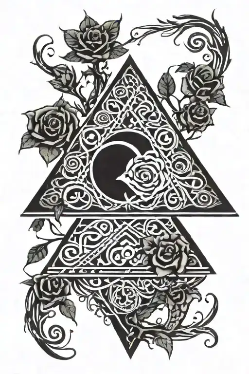 Tree Of Life Intertwined Pyramid With Eye And Dragon Roses