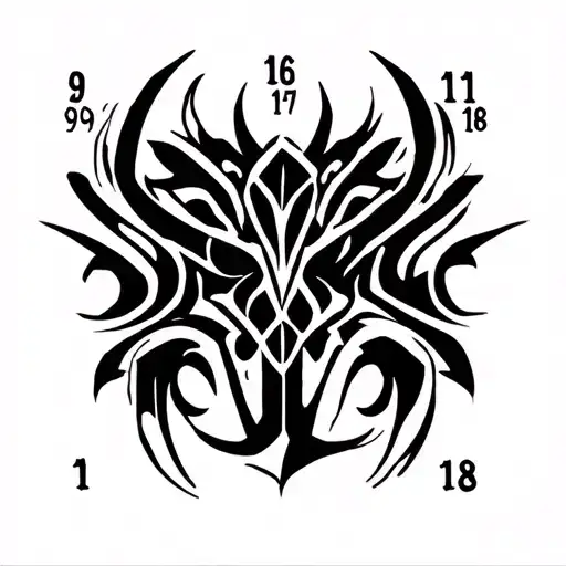 Longitudinal Plate With Numbers 9 9 16 11 8 17 In Gothic Style