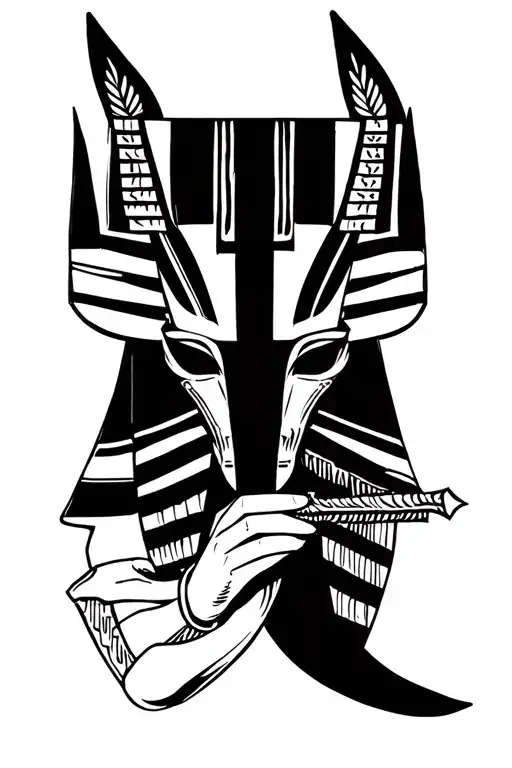 Anubis Holding Egyptian Cross