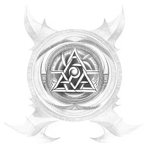 Valknut Inside A Crescent Moon