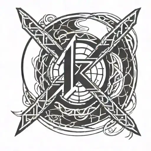 A Minimalist Tattoo Of A Norse Rune Symbol Intertwined With A Soccer Ball