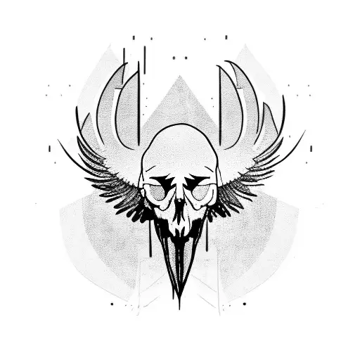 Raven Skull Outline