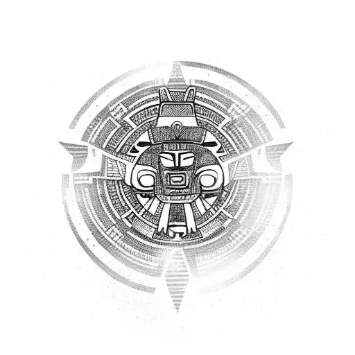 Aztec Calendar Merged With Tribal Elements