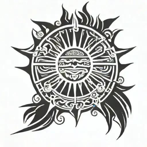 Filipino Tibal Tatoo Design With Sun Rising