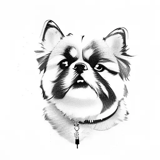 A Sketch-style Portrait Of A Shihtzu And Husky Together
