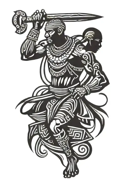 African Warrior Battling