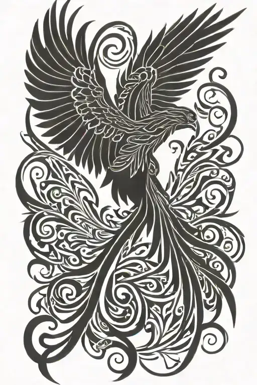 Phoenix With Good Enough Text Tattoo