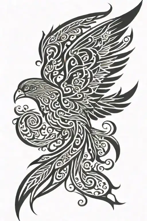 Phoenix Wings Spread Tattoo