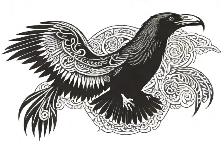 Skaldic Raven Flying Of Odin God Symmetry Birdseye