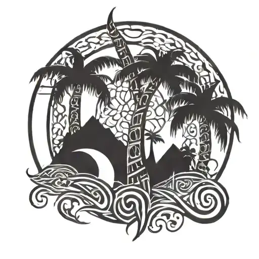 Dum Spire Spiro Palm Tree Crescent Moon Surrounded
