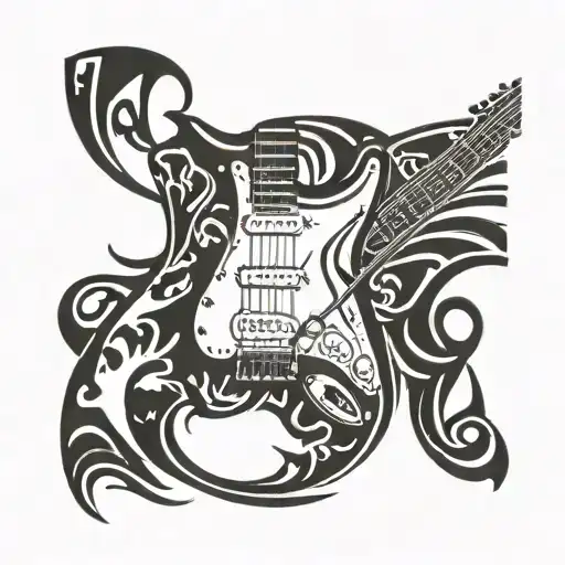 Stratocaster Guitar Outline Filled