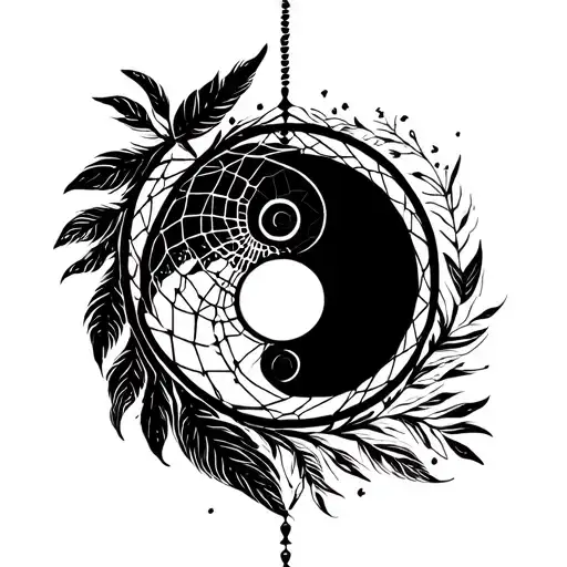 Dreamcatcher Merge With Ying Yang Symbol