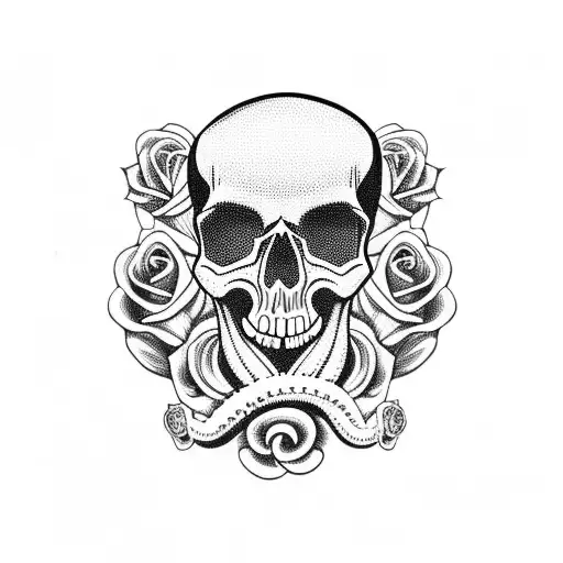 Skull With Roses And Octopus