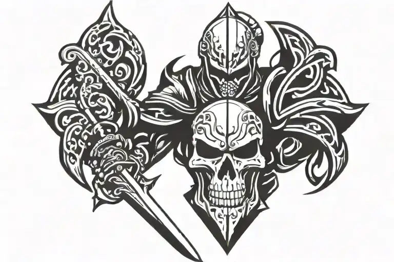 Skull Knight Holding A Sword