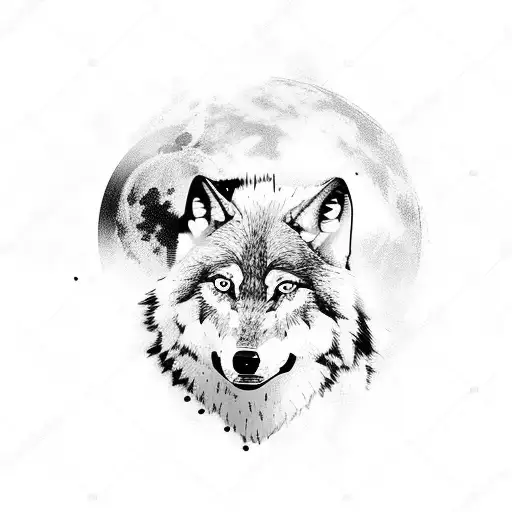 Wolves An A Man Running In The Woods With The Moon Backwards