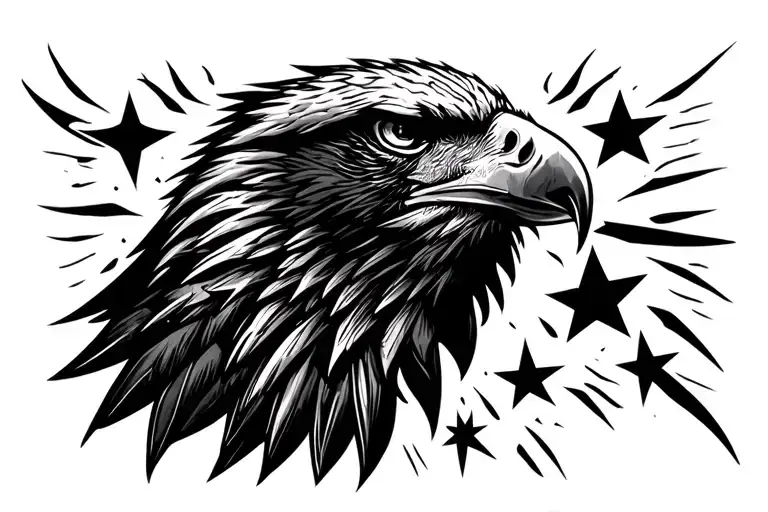 Tribal Bald Eagle With Stars