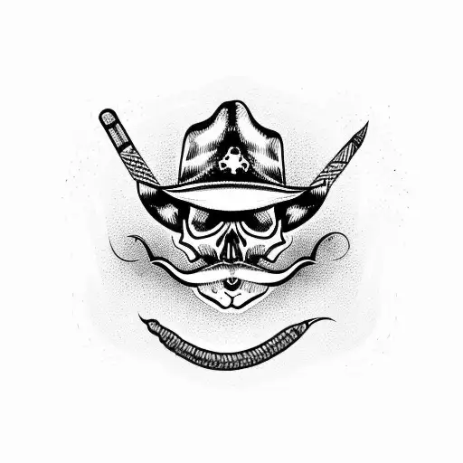 Skull Moustache Cowboy