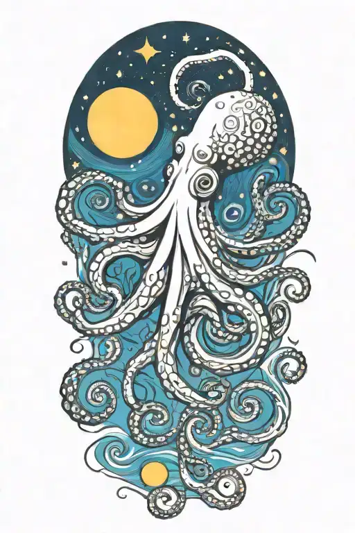 Octopus Van Gogh Starry Night Swirl