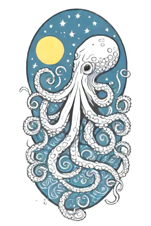 Octopus Van Gogh Starry Night Swirl