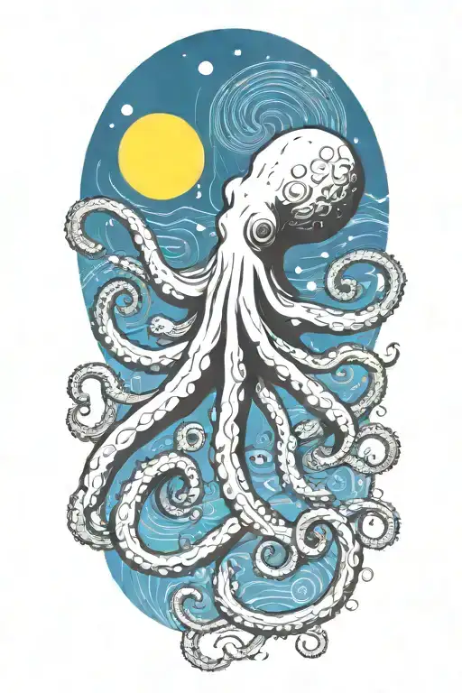Octopus Van Gogh Starry Night Swirl