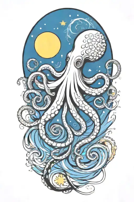 Octopus Van Gogh Starry Night Swirl