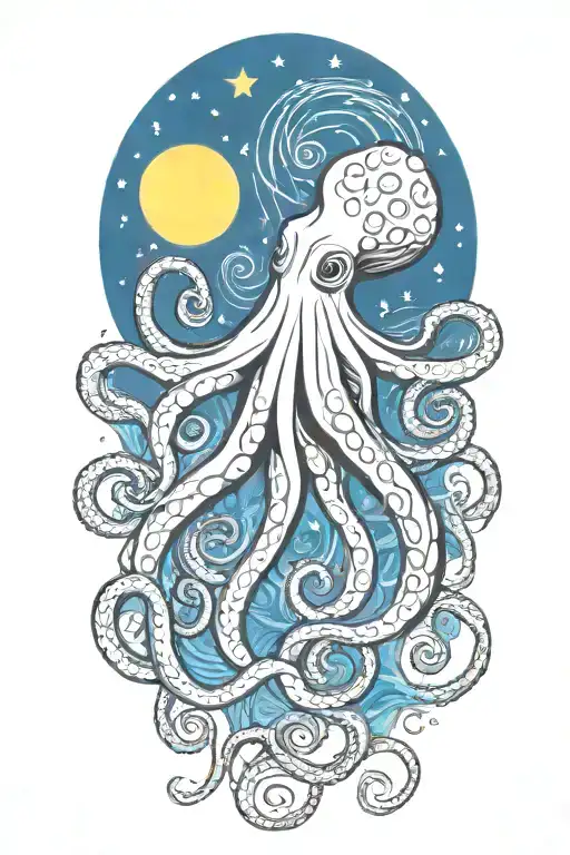 Octopus Van Gogh Starry Night Swirl