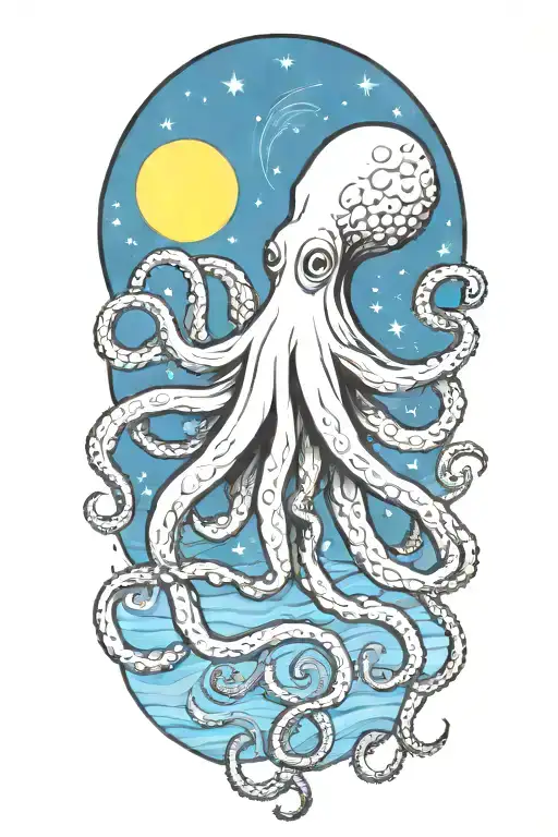 Octopus Van Gogh Starry Night Swirl