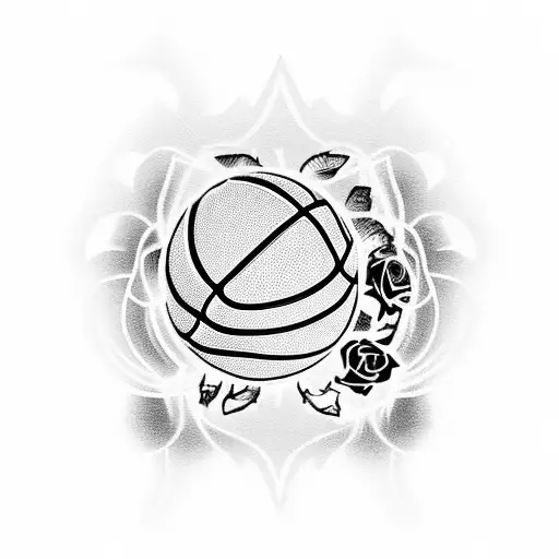 Basketball With Roman Number 01-19-07 With Clouds And Roses