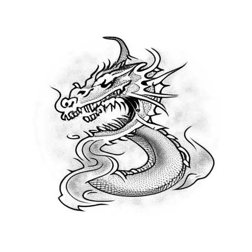 A Dragon Breathing Fire While Smoking A Joint
