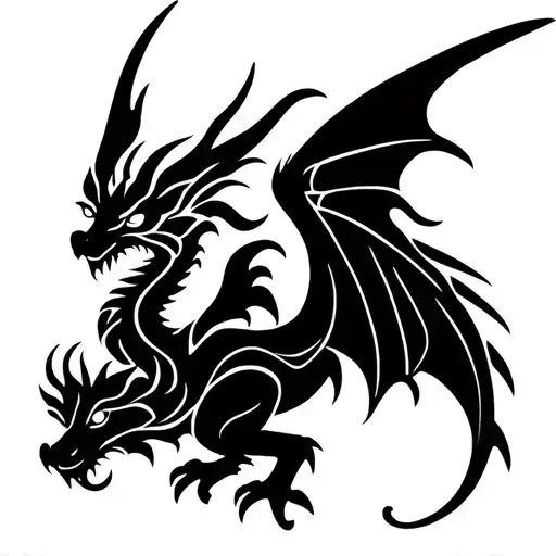 Ornament Pattern Dragon With Wings