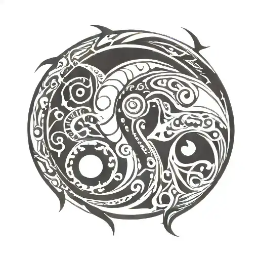 Helm And Yin Yang Symbol