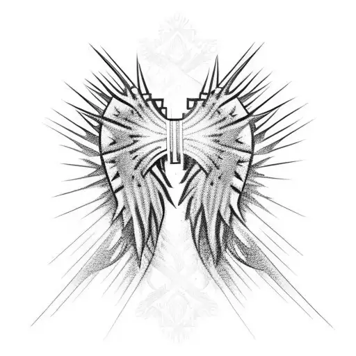 Cross Angel Wings Crown Of Thorns