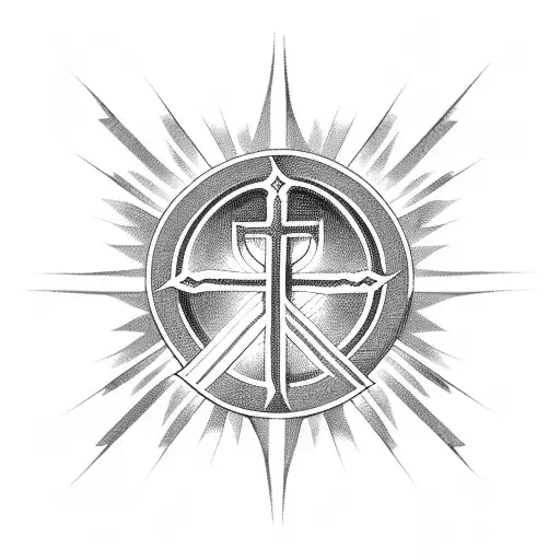 Christian Cross With Half Jesus