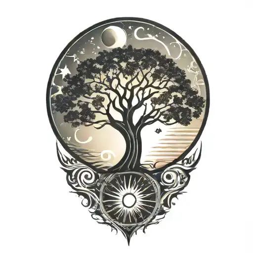 Tree Of Life And Sun And Moon