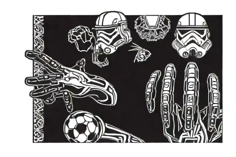 Soccer Goalkeeper Gloves And Stormtrooper Helmet Band Design
