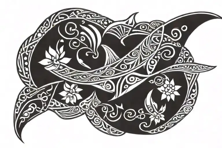 Micronesian Inspired Floral Band With A Manta Ray