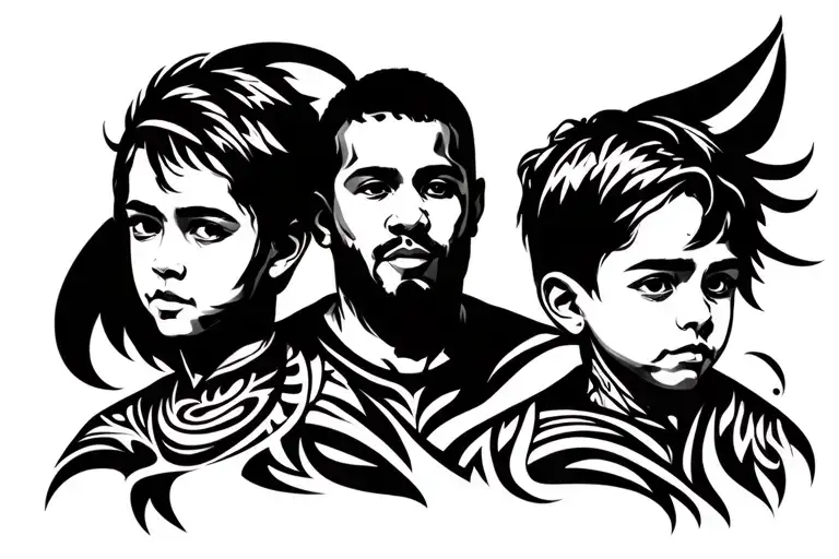 Father With Two Boys