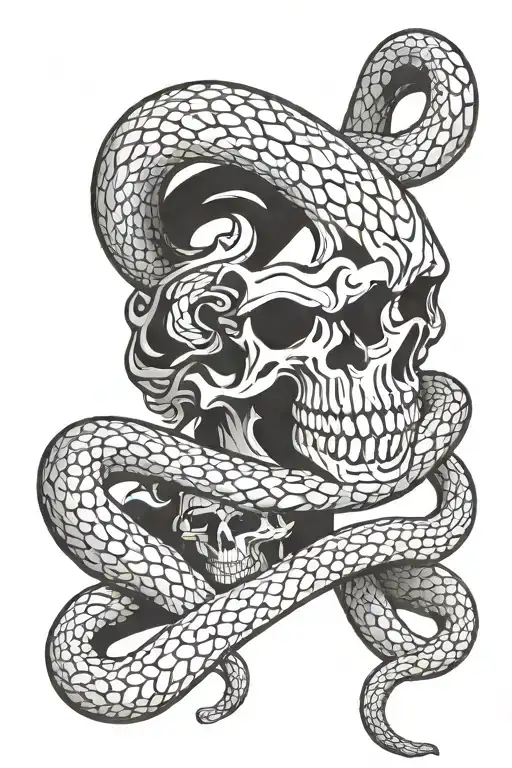 Snake Wrapped Around Skull