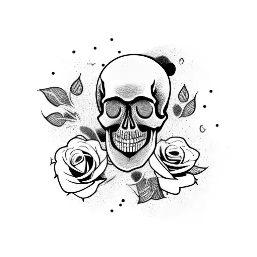 Skull With Bloody Black Roses