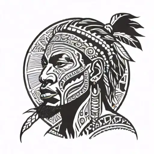 Half African Half Native American Man In Loin Cloth Sitting In Indian Style