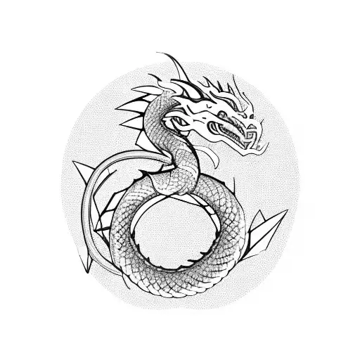 A Sleek Robotic Dragon Coiled Around A Traditional Japanese Cherry Blossom Tree