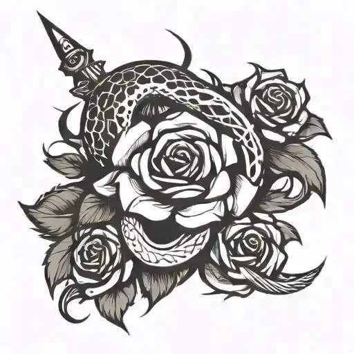Snake Rose And Sword