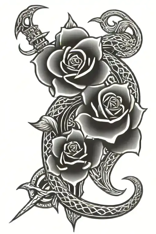 Snake Rose And Sword