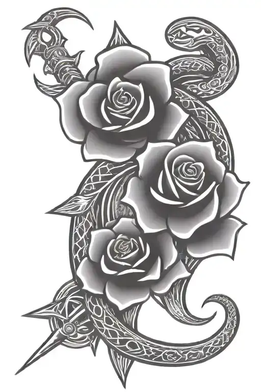 Snake Rose And Sword