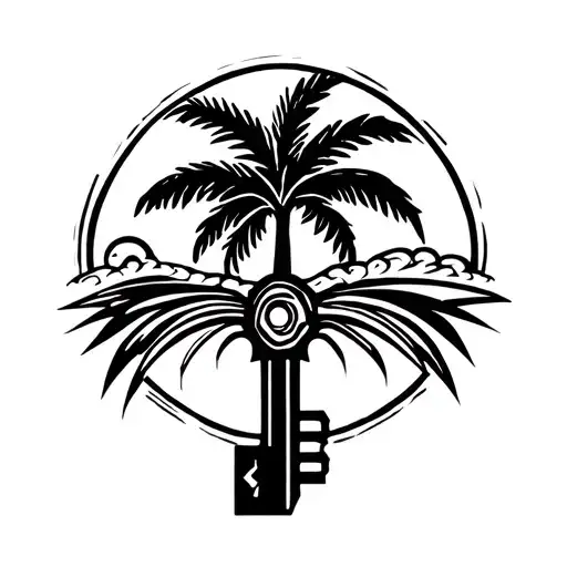 A Rasta Key With A Palm Tree Top View