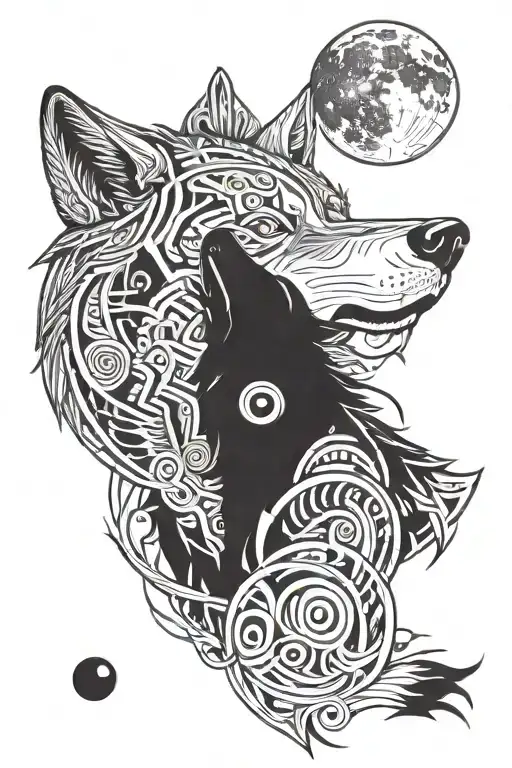 Sharingan Eye On Wolf Howling At The Moon