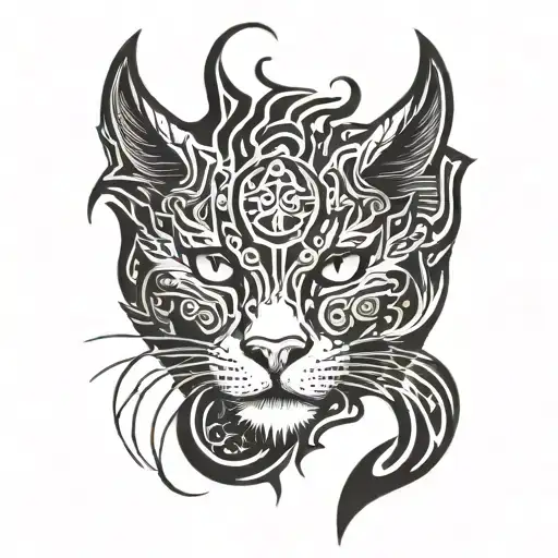 Cat With Dragon Horns And A Damaged Left Eye